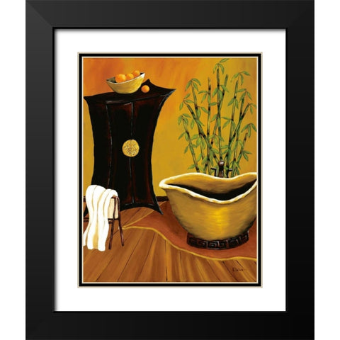 Asian Bath Black Modern Wood Framed Art Print with Double Matting by Sewell, Krista