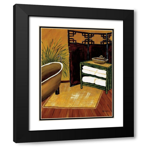 Bamboo Bath Black Modern Wood Framed Art Print with Double Matting by Sewell, Krista