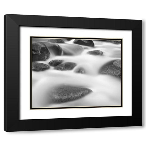 Misty Rocks II Black Modern Wood Framed Art Print with Double Matting by LSH
