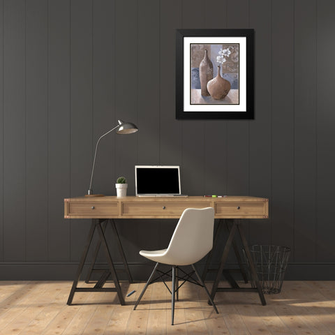 Silver Orchids I Black Modern Wood Framed Art Print with Double Matting by Mallett, Keith