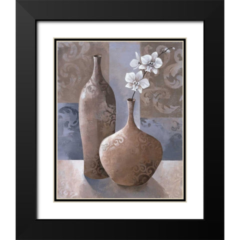 Silver Orchids I Black Modern Wood Framed Art Print with Double Matting by Mallett, Keith