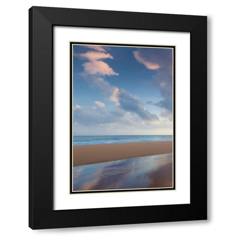 Secret Beach Sunrise I Black Modern Wood Framed Art Print with Double Matting by Frates, Dennis