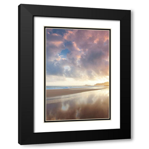 Secret Beach Sunrise II Black Modern Wood Framed Art Print with Double Matting by Frates, Dennis