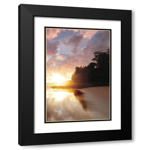 Secret Beach Sunrise III Black Modern Wood Framed Art Print with Double Matting by Frates, Dennis