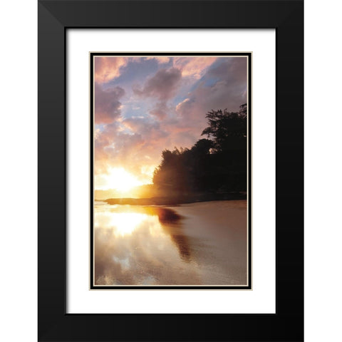 Secret Beach Sunrise III Black Modern Wood Framed Art Print with Double Matting by Frates, Dennis