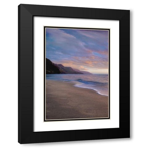 Kee Beach Sunset I Black Modern Wood Framed Art Print with Double Matting by Frates, Dennis