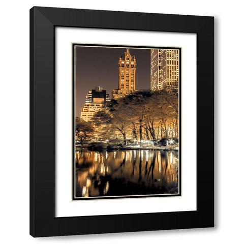 Central Park Glow II Black Modern Wood Framed Art Print with Double Matting by Frank, Assaf