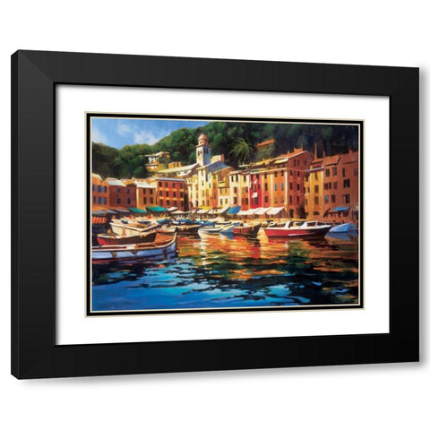 Portofino Colors Black Modern Wood Framed Art Print with Double Matting by OToole, Michael