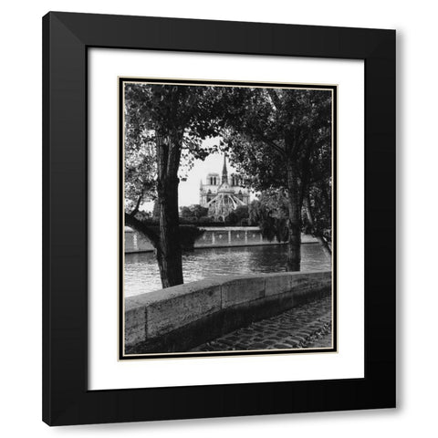 Notre Dame Black Modern Wood Framed Art Print with Double Matting by Davidson, Clay