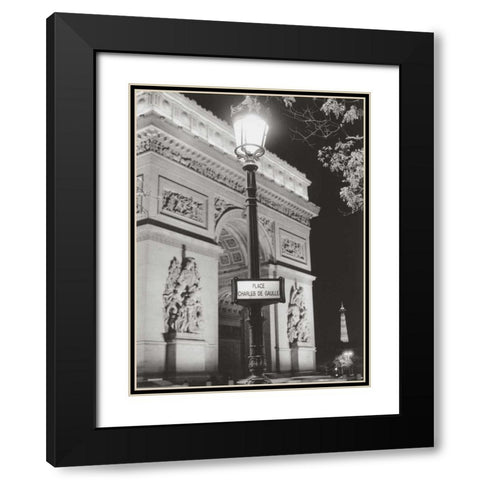 Place Charles de Gaulle Black Modern Wood Framed Art Print with Double Matting by Davidson, Clay