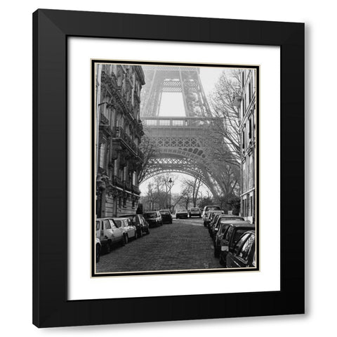 Street View of La Tour Eiffel Black Modern Wood Framed Art Print with Double Matting by Davidson, Clay