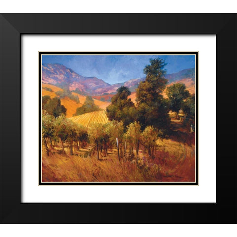 Southern Vineyard Hillside Black Modern Wood Framed Art Print with Double Matting by Craig, Philip