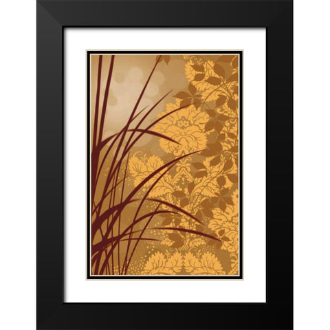 Golden Flourish I Black Modern Wood Framed Art Print with Double Matting by Aparicio, Edward