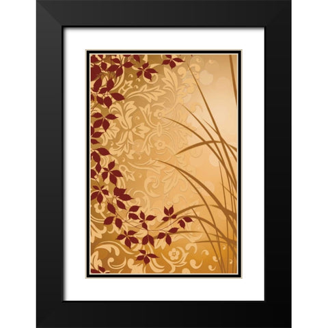 Golden Flourish II Black Modern Wood Framed Art Print with Double Matting by Aparicio, Edward