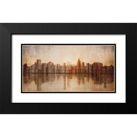 Skyline Black Modern Wood Framed Art Print with Double Matting by Amori