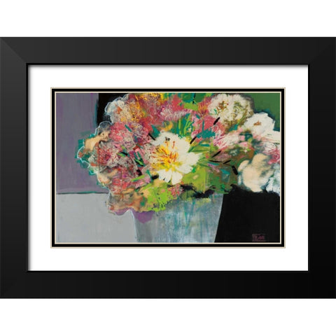 Flower Market Black Modern Wood Framed Art Print with Double Matting by Bernsen, Leslie