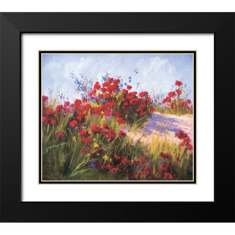 Red Poppies and Wild Flowers Black Modern Wood Framed Art Print with Double Matting by Curt, Brigitte