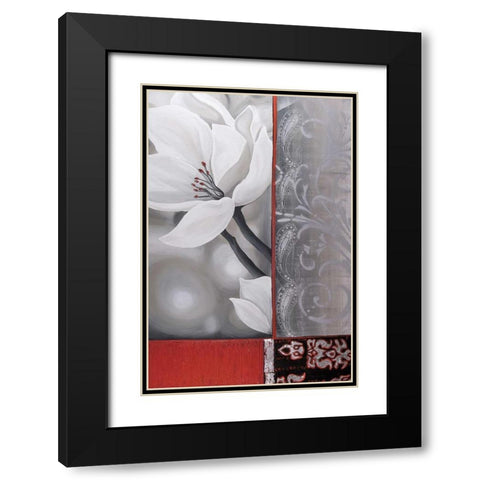 Bohemia Flora White Black Modern Wood Framed Art Print with Double Matting by Copley , Jasmin Zara