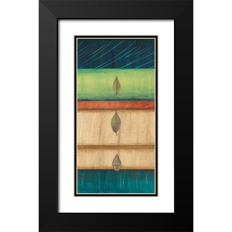 Springing Leaves I Black Modern Wood Framed Art Print with Double Matting by Fields, Laurie