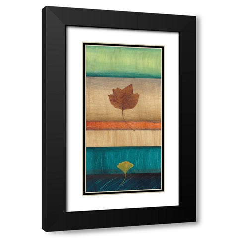 Springing Leaves II Black Modern Wood Framed Art Print with Double Matting by Fields, Laurie