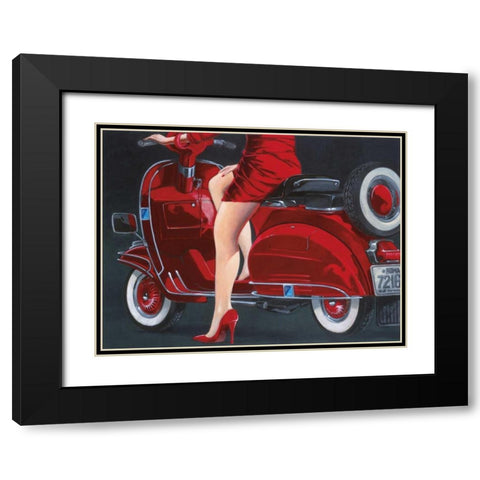 Woman in Red Black Modern Wood Framed Art Print with Double Matting by Garigliano, Miguel
