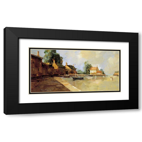Morning Harbor Black Modern Wood Framed Art Print with Double Matting by Goerschner, Ted