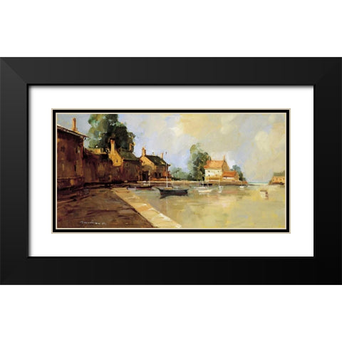 Morning Harbor Black Modern Wood Framed Art Print with Double Matting by Goerschner, Ted