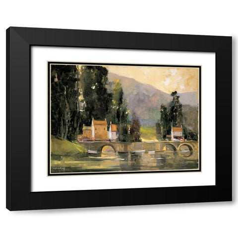 Bridge in the Cottswalds Black Modern Wood Framed Art Print with Double Matting by Goerschner, Ted