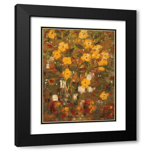 Yellow Bouquet Black Modern Wood Framed Art Print with Double Matting by Gojanovic, Zivana
