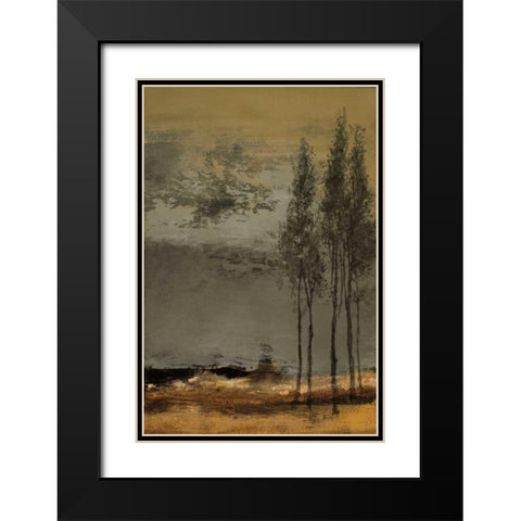 Peupliers Black Modern Wood Framed Art Print with Double Matting by Jully, Denis