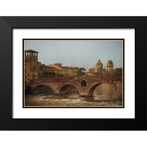 Ponte Pietra Verona  Black Modern Wood Framed Art Print with Double Matting by Jacks, Heather