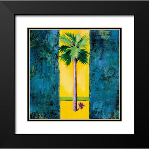 Neon Palm I Black Modern Wood Framed Art Print with Double Matting by Jardine, Liz