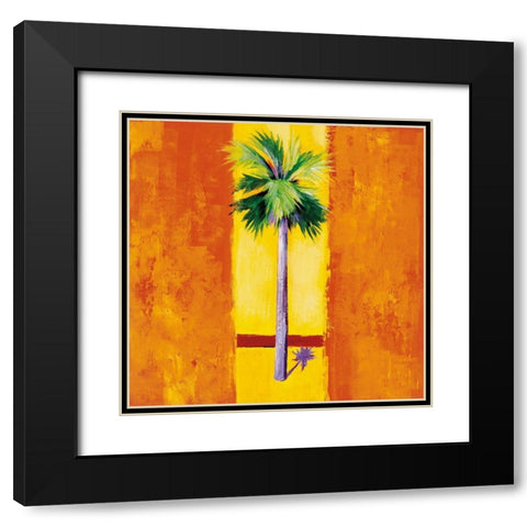 Neon Palm II Black Modern Wood Framed Art Print with Double Matting by Jardine, Liz
