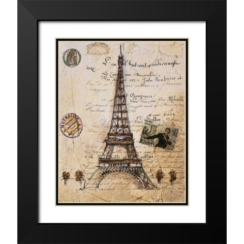 La Tour Eiffel Black Modern Wood Framed Art Print with Double Matting by Jardine, Liz