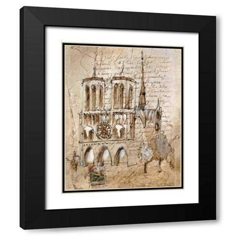 Notre Dame Black Modern Wood Framed Art Print with Double Matting by Jardine, Liz