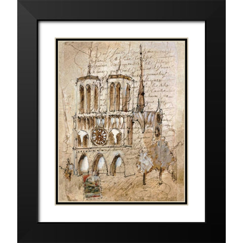 Notre Dame Black Modern Wood Framed Art Print with Double Matting by Jardine, Liz