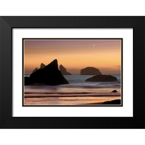 Moonset Black Modern Wood Framed Art Print with Double Matting by Jones, Mike