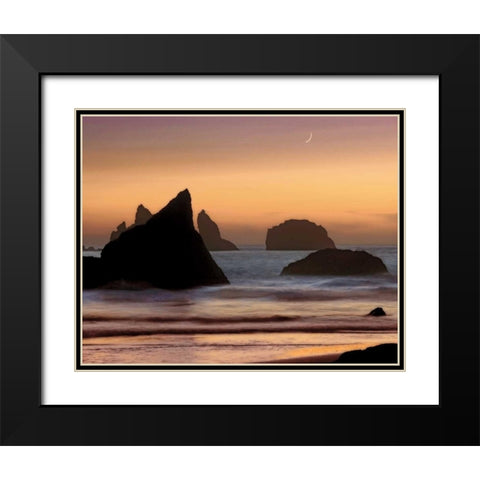 Moonset Black Modern Wood Framed Art Print with Double Matting by Jones, Mike