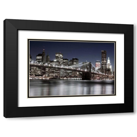 Manhattan Reflections Black Modern Wood Framed Art Print with Double Matting by Llovet, Jorge
