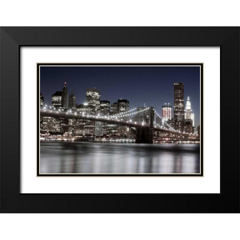 Manhattan Reflections Black Modern Wood Framed Art Print with Double Matting by Llovet, Jorge