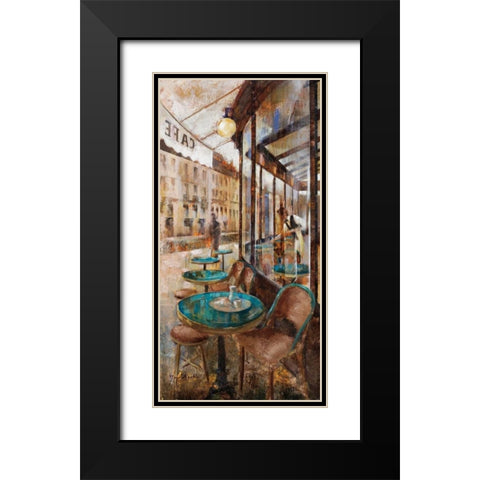 Terraza Cafe de Flore Black Modern Wood Framed Art Print with Double Matting by Martin, Noemi