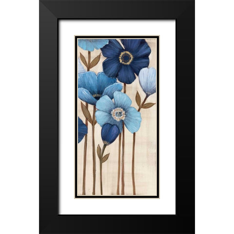 Fleurs Bleues II Black Modern Wood Framed Art Print with Double Matting by MAJA