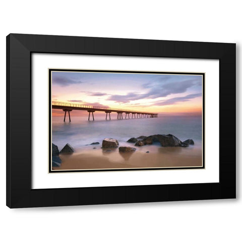 The Pier Black Modern Wood Framed Art Print with Double Matting by Mora, Sergi