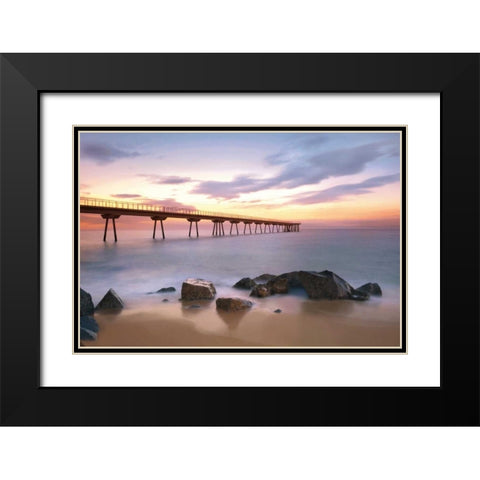 The Pier Black Modern Wood Framed Art Print with Double Matting by Mora, Sergi