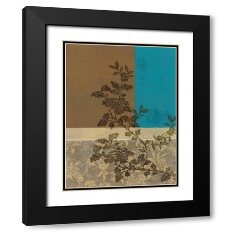 Peony Branch I Black Modern Wood Framed Art Print with Double Matting by Nocito, James