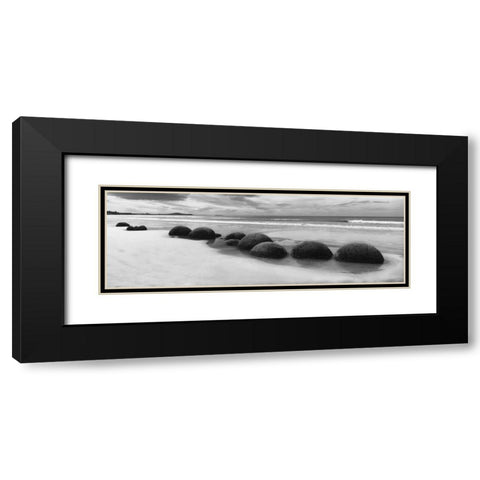 Moeraki Boulders Panorama Black Modern Wood Framed Art Print with Double Matting by Nagler, Monte