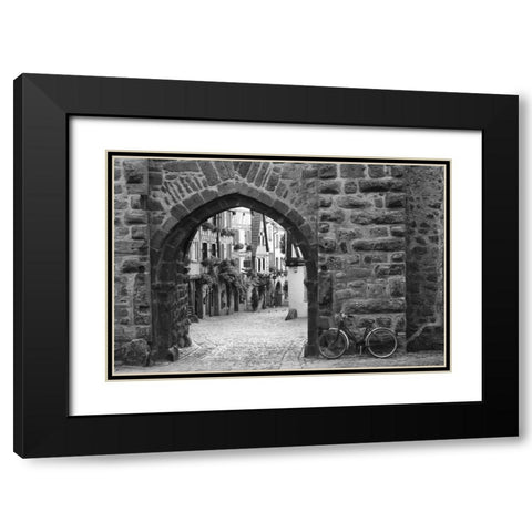 Bicycle of Riquewihr Black Modern Wood Framed Art Print with Double Matting by Nagler, Monte
