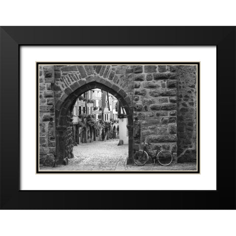 Bicycle of Riquewihr Black Modern Wood Framed Art Print with Double Matting by Nagler, Monte