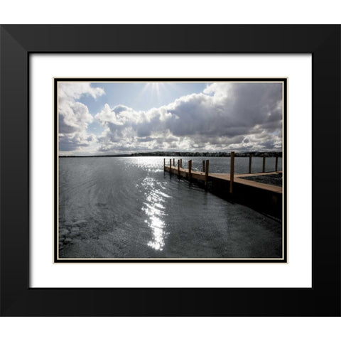 Sunrise at Crooked Lake Black Modern Wood Framed Art Print with Double Matting by Nagler, Monte