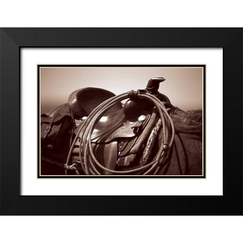Saddling Black Modern Wood Framed Art Print with Double Matting by OMara, James